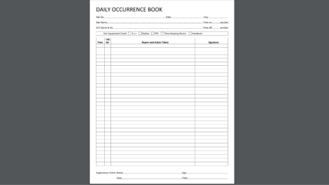 SIRV How to write a daily occurrence book