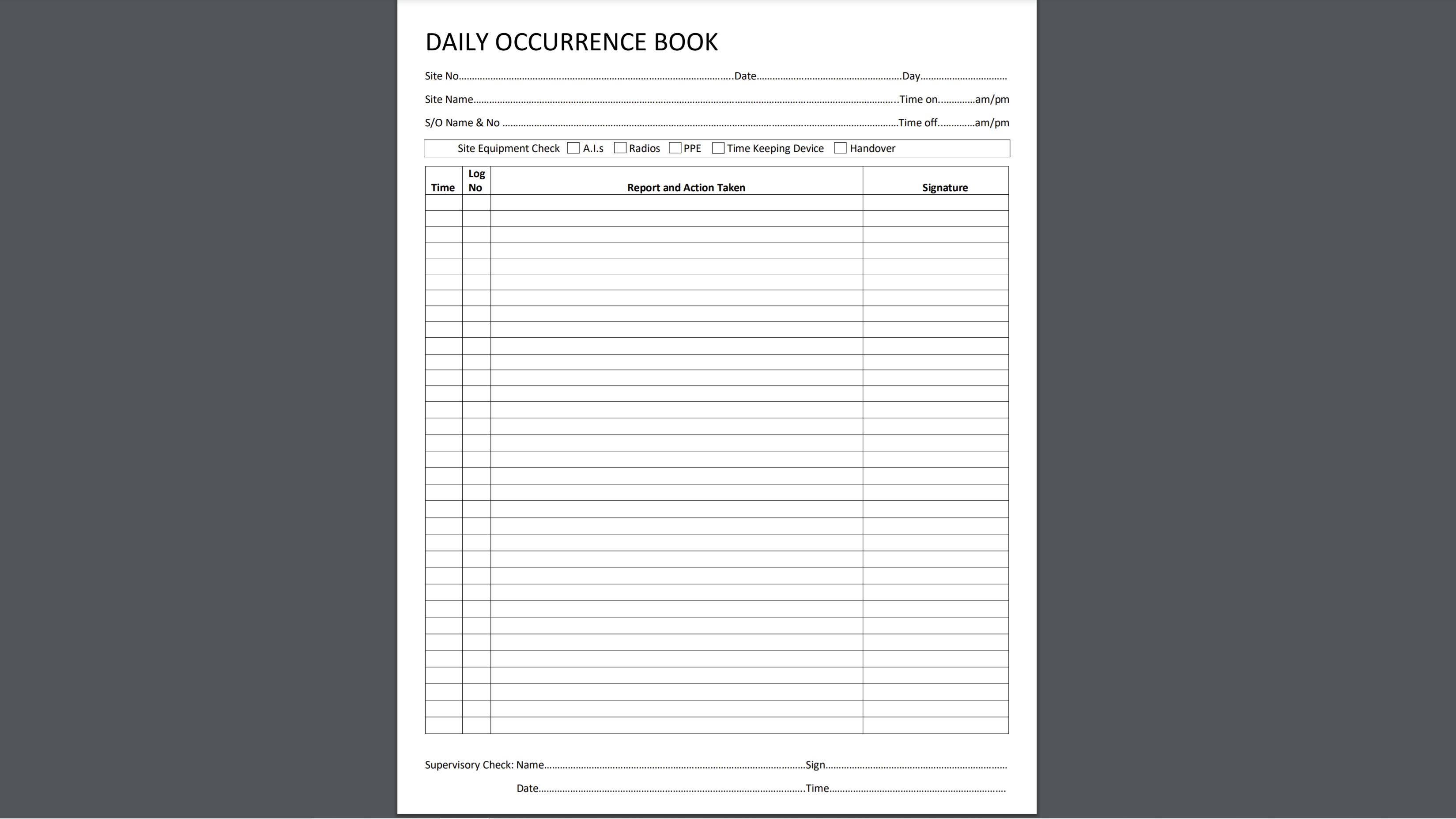 How to write a daily occurrence book report - Sample occurrence book